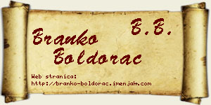 Branko Boldorac vizit kartica